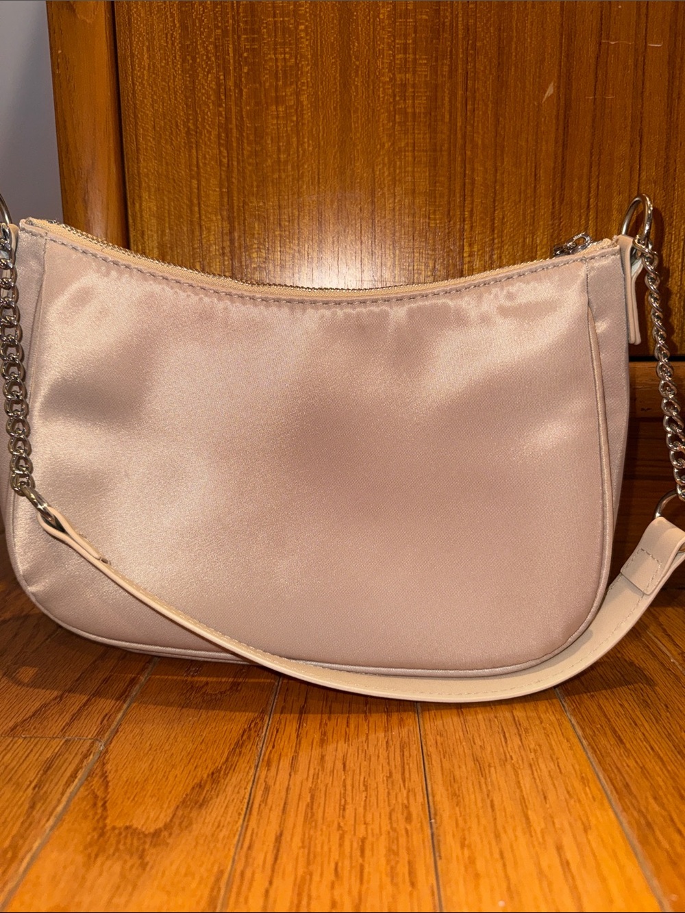 H&M Satin Shoulder Bag in Pale Blush